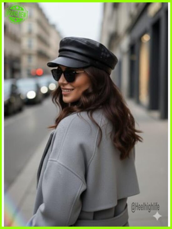Genuine Leather Newsboy Cap Adjustable Fit Fisherman Style Hat Fall Winter